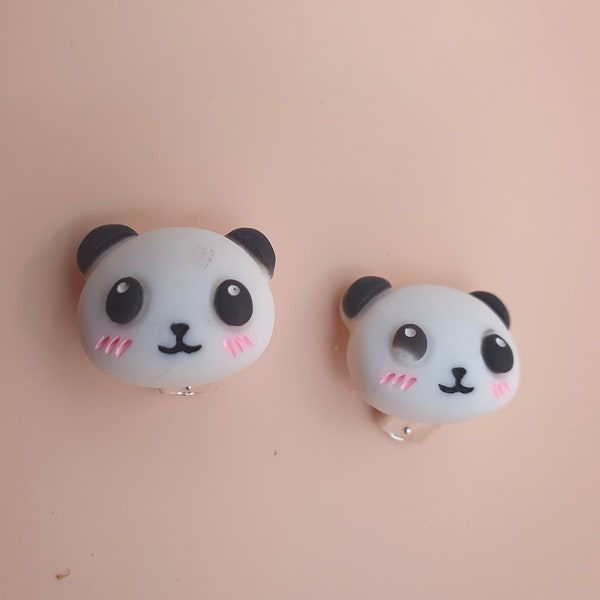 Hypoallergenic Clips Earrings for girls, cute earrings for girls, girls jewelry, panda animal clip on earrings for girls
