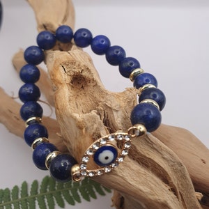 Evil Eye stretch navy blue protection Vibe mood Bracelet for Men and Women, Protection Bracelet, Birthday, Anniversary Gift,