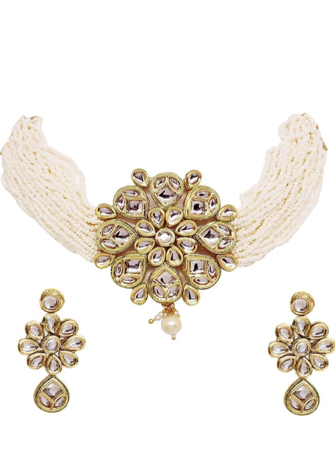 Indian Kundan Choker Necklace Set With Stunning Earrings of Etsy