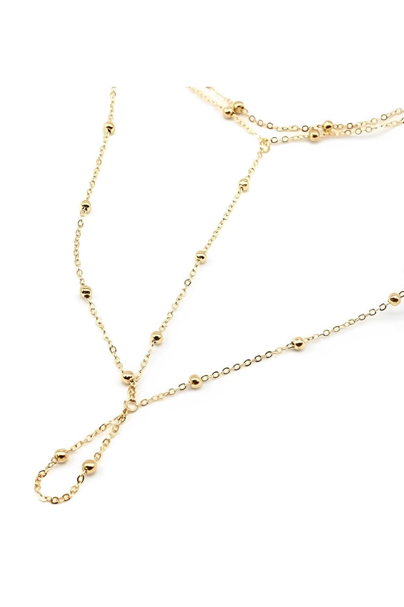 Gold Plated Beaded Foot Chain Anklet, Dainty Chain Anklet, Dainty