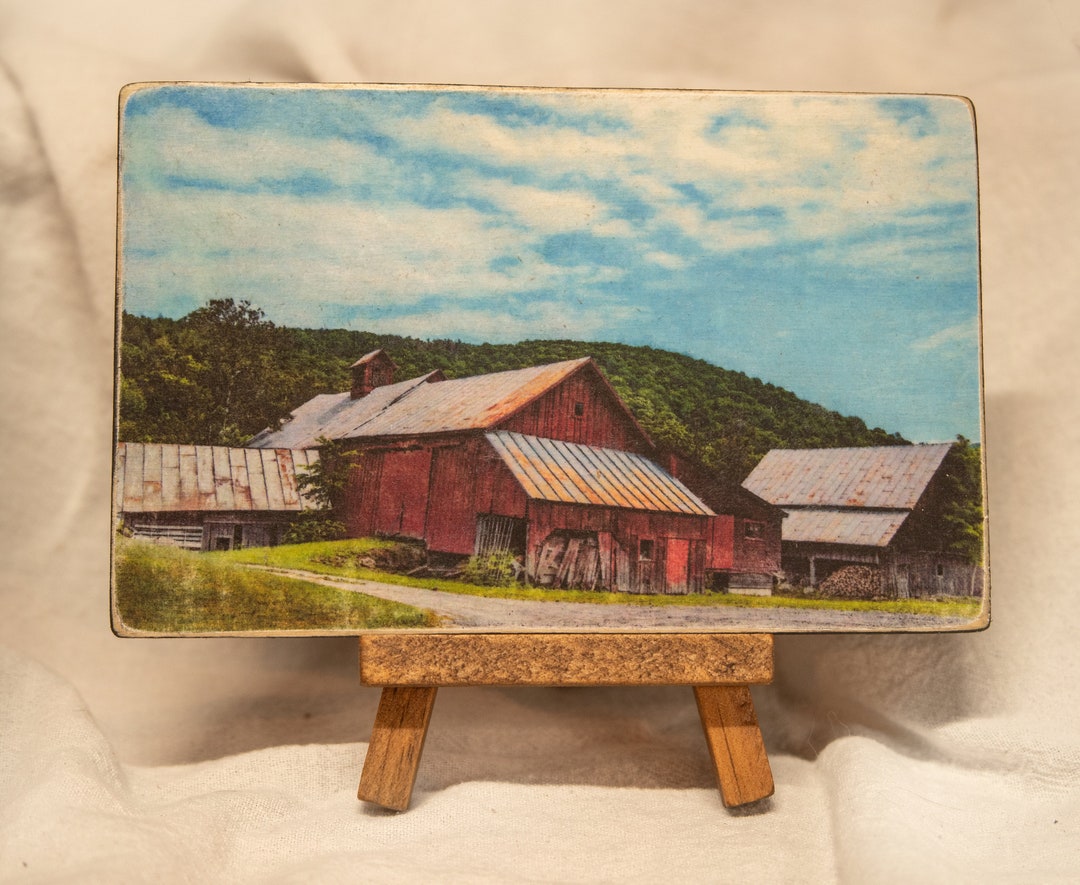 Vermont Red Barn Under Blue Sky - Etsy