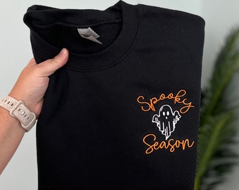 Embroidered Halloween Sweatshirt: Spooky Season Ghost Shirt