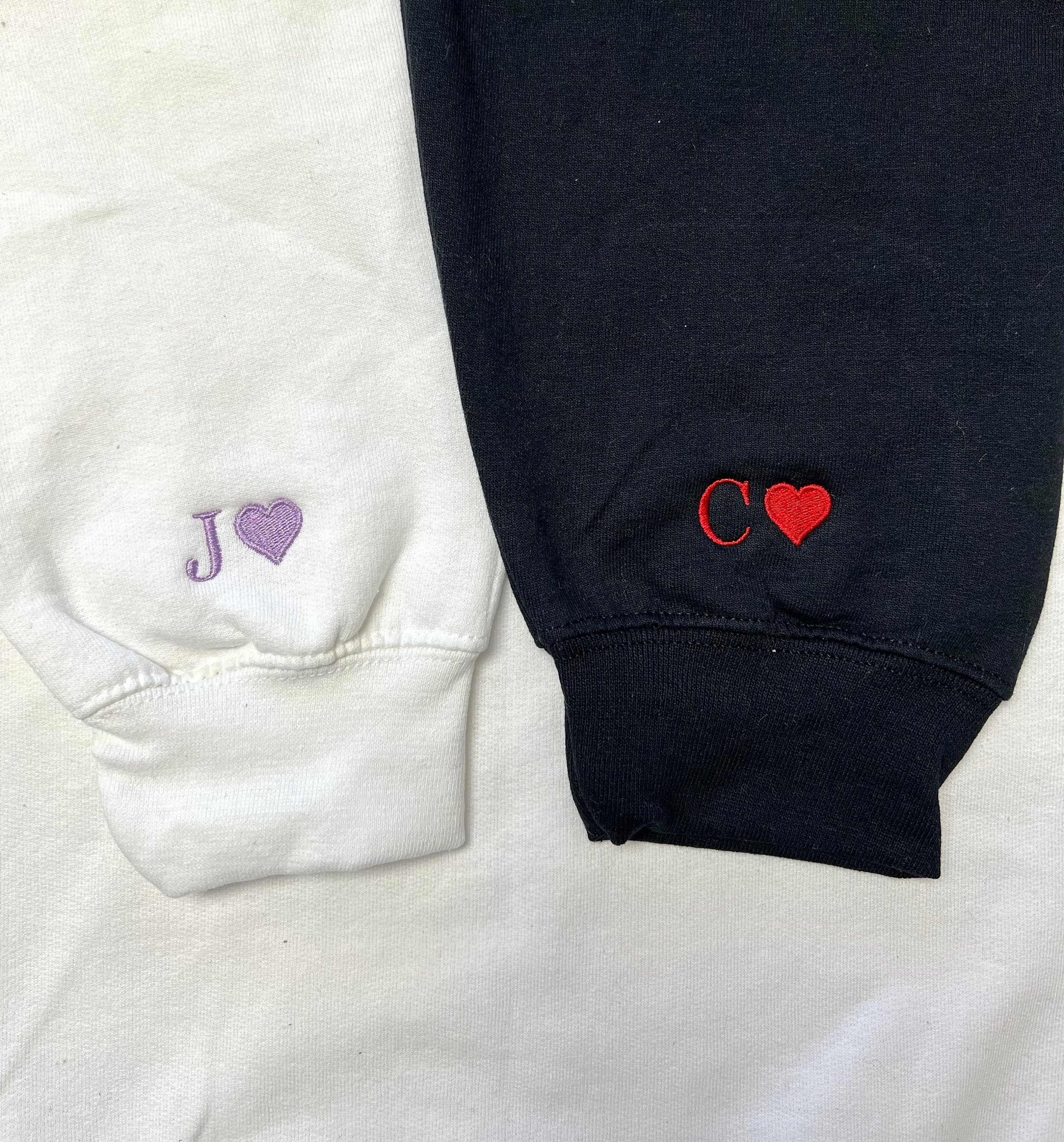 Custom Embroidered Initial Heart Sweatshirt: Couple