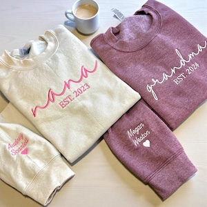 Custom Grandma Sweatshirt With Grandkids Names On Sleeve, Personalized Granny Hoodie, Gramma Outfit, Mothers Day Gifts, Christmas Gift image 3