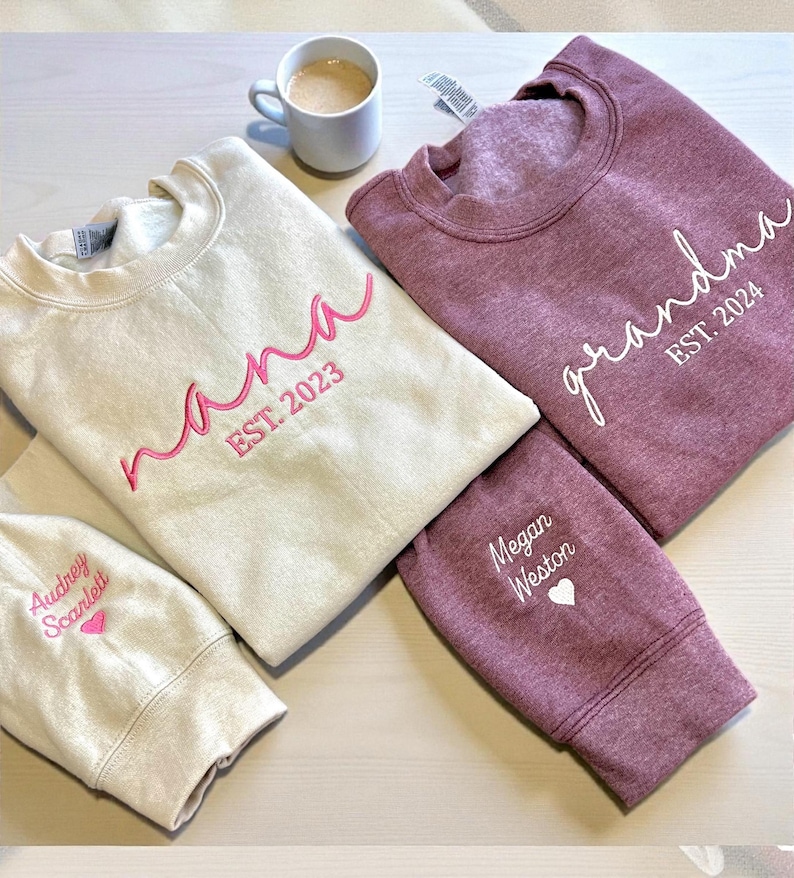 Custom Grandma Sweatshirt With Grandkids Names On Sleeve, Personalized Granny Hoodie, Gramma Outfit, Mothers Day Gifts, Christmas Gift image 3