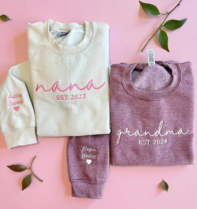 Custom Grandma Sweatshirt With Grandkids Names On Sleeve, Personalized Granny Hoodie, Gramma Outfit, Mothers Day Gifts, Christmas Gift image 2