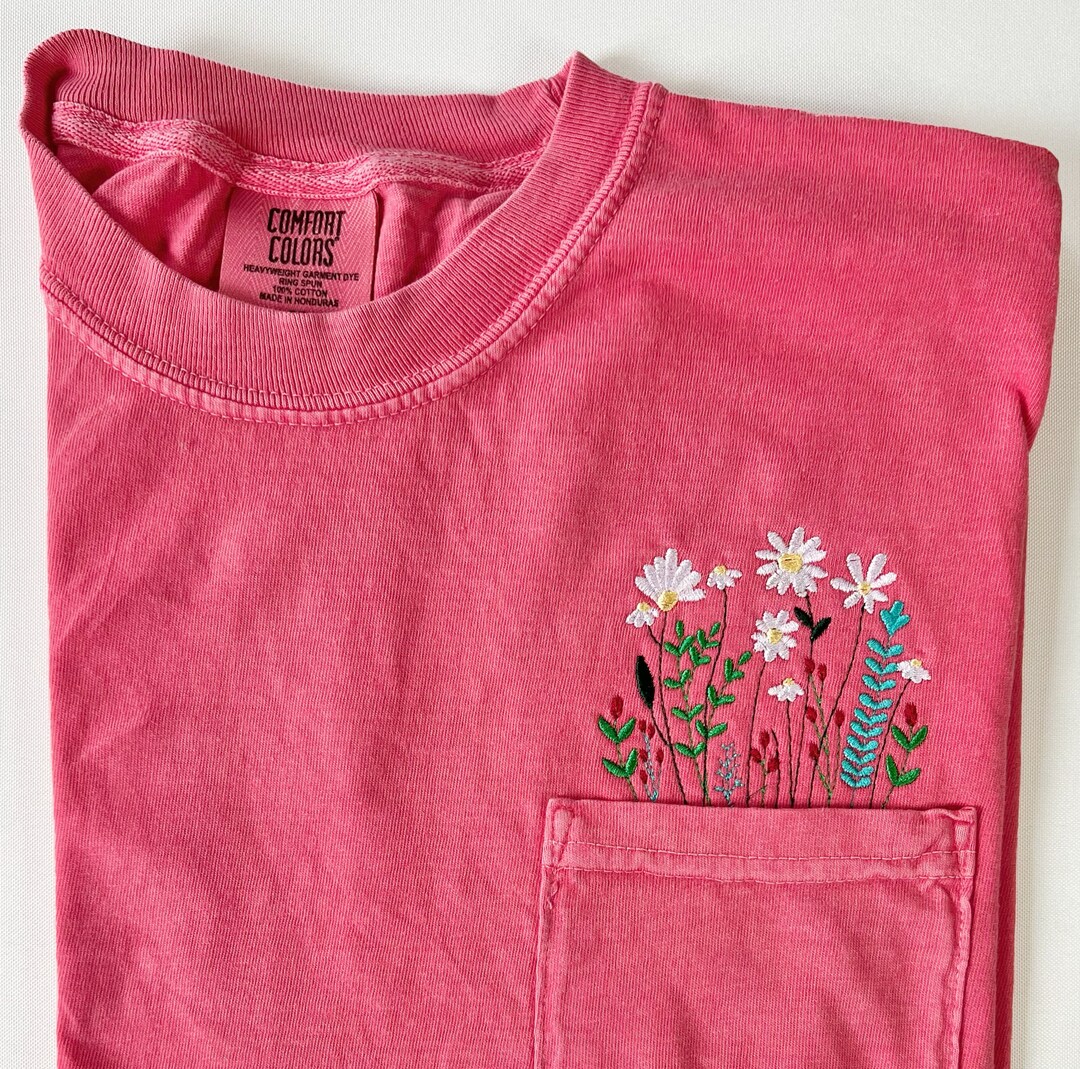 3x3 Checker Board Flowers - Long Sleeve Comfort Colors Tee