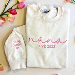Custom Grandma Sweatshirt With Grandkids Names On Sleeve, Personalized Granny Hoodie, Gramma Outfit, Mothers Day Gifts, Christmas Gift image 6