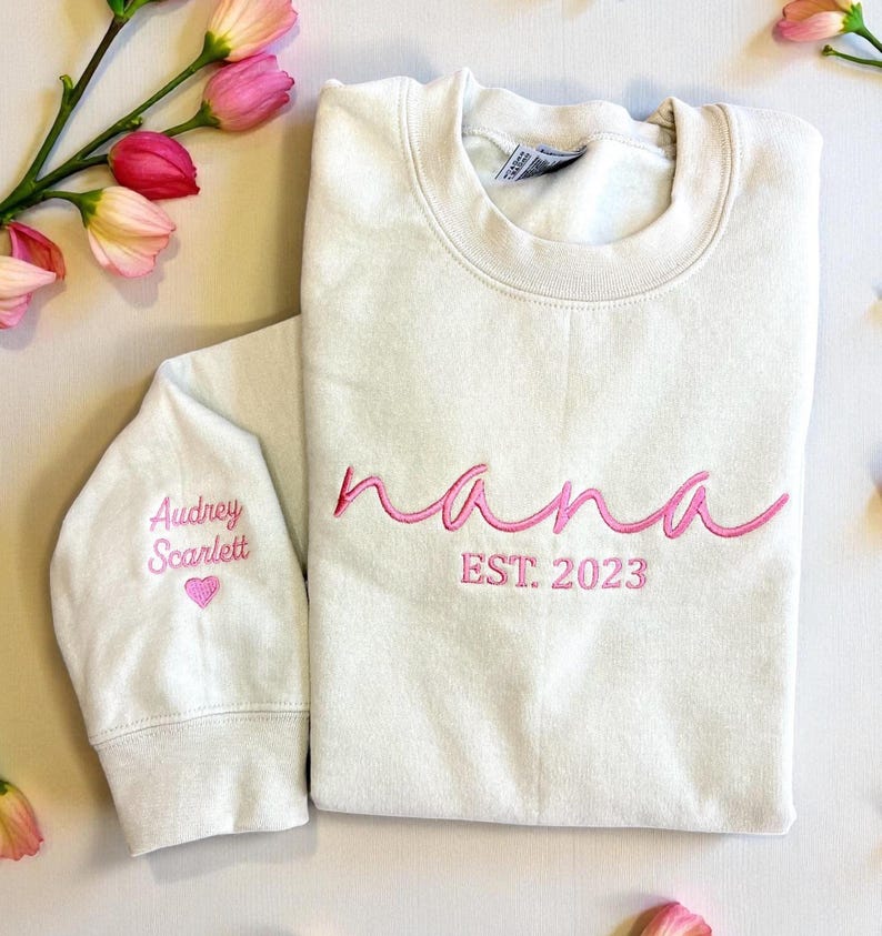 Custom Grandma Sweatshirt With Grandkids Names On Sleeve, Personalized Granny Hoodie, Gramma Outfit, Mothers Day Gifts, Christmas Gift image 6
