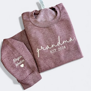 Custom Grandma Sweatshirt With Grandkids Names On Sleeve, Personalized Granny Hoodie, Gramma Outfit, Mothers Day Gifts, Christmas Gift image 5