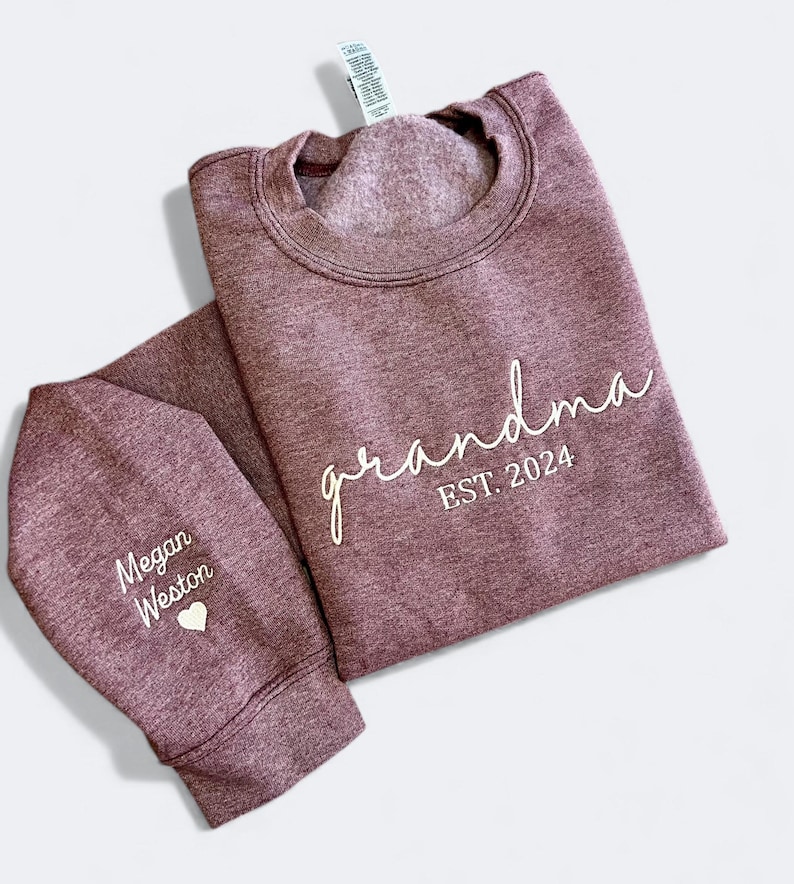 Custom Grandma Sweatshirt With Grandkids Names On Sleeve, Personalized Granny Hoodie, Gramma Outfit, Mothers Day Gifts, Christmas Gift image 5