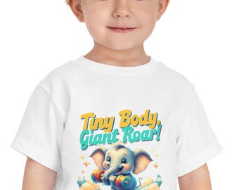 Tiny Body, Giant Roar! Toddler Tee - Cute Elephant Shirt, Birthday Gift, Baby Shower, Kids' Apparel, Playtime Wear