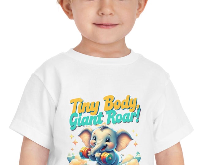 Tiny Body, Giant Roar! Toddler Tee - Cute Elephant Shirt, Birthday Gift, Baby Shower, Kids' Apparel, Playtime Wear