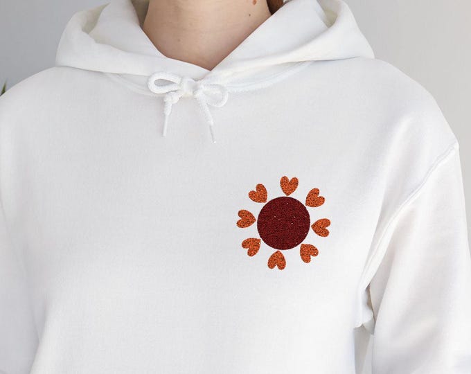 Chocolate circuit Sun with Hearts Hoodie | Valentine Romantic Chest Graphic
