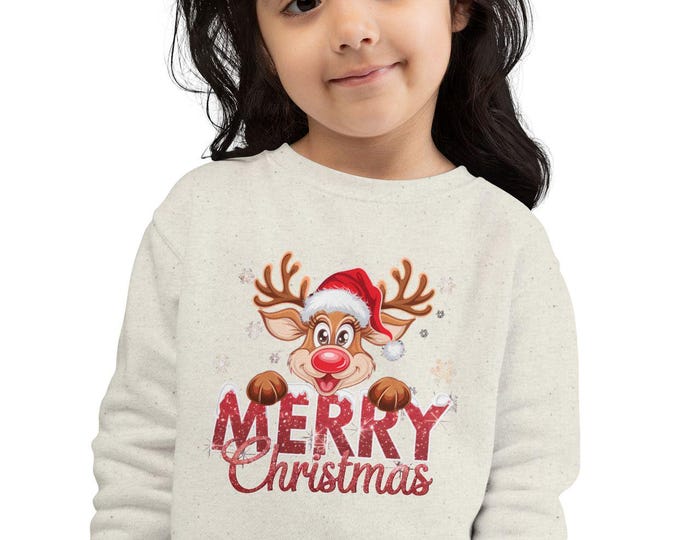 Merry Christmas Reindeer Toddler Sweatshirt | Holiday Jumper