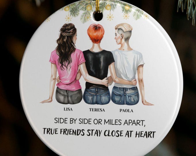 Personalized Friends Ceramic Ornament | Side by Side Illustration