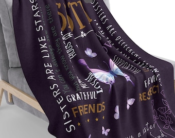 Personalized Butterfly Sister Blanket – Cozy Polyester Throw