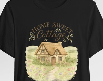 Home Sweet Cottage tee | watercolor cottage illustration, floral countryside