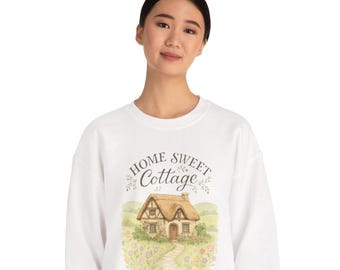 Home Sweet Cottage sweatshirt | cozy country house illustration