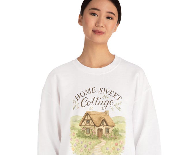 Home Sweet Cottage sweatshirt | cozy country house illustration