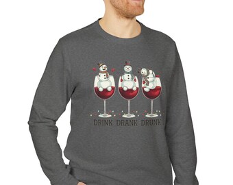 Christmas Snowmen Wine Sweatshirt | Drink Drank Drunk Holiday Apparel