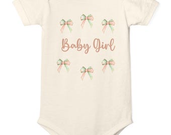 Bows Baby Girl Bodysuit, Cute Infant Jersey One Piece for Newborns, Baby Shower Gift, Toddler Costume, Adventure Theme