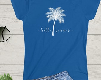 The women soft style tee, Palm Tree T-Shirt, Palm Beach Shirt, Everyday Shirt, Summer T-shirt, Vacation Shirt, Gift for Her, Cotton Shirt