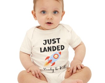 Rocket Baby Bodysuit, Just Landed Onesie, Space Theme