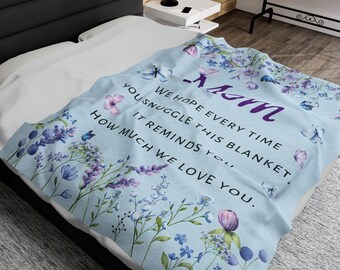 Wildflower Butterfly Velveteen Plush Blanket, Cozy Mom Gift