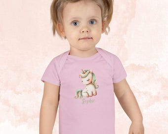 Baby Onesie, Personalized Unicorn Cute Bodysuit, Newborn Gift, Baby Shower Outfit
