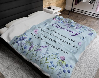 To Granny Velveteen Plush Blanket, its a warm hug and a heartfelt expression of love for your grandma, a perfect gift  on any occasion