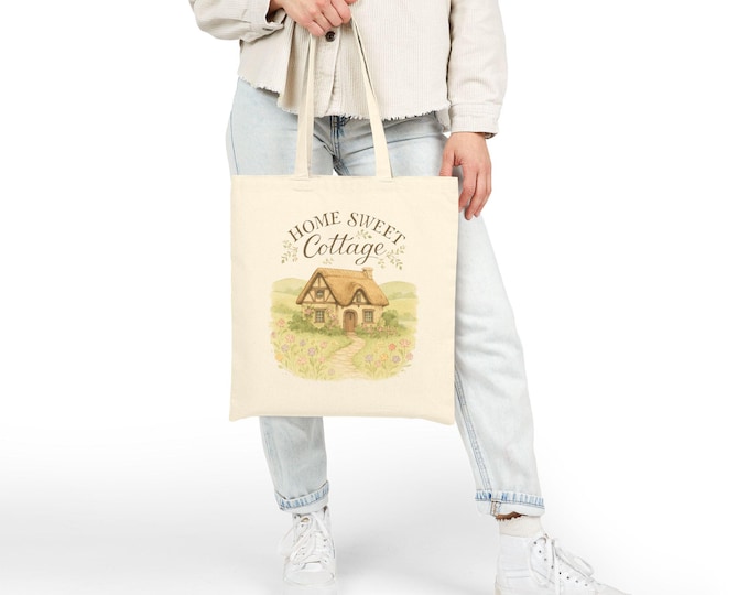 Home Sweet Cottage Tote Bag | Watercolor Cottage Illustration