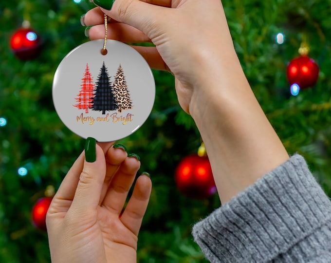Christmas Trees Ceramic Ornament, Festive Holiday Decor