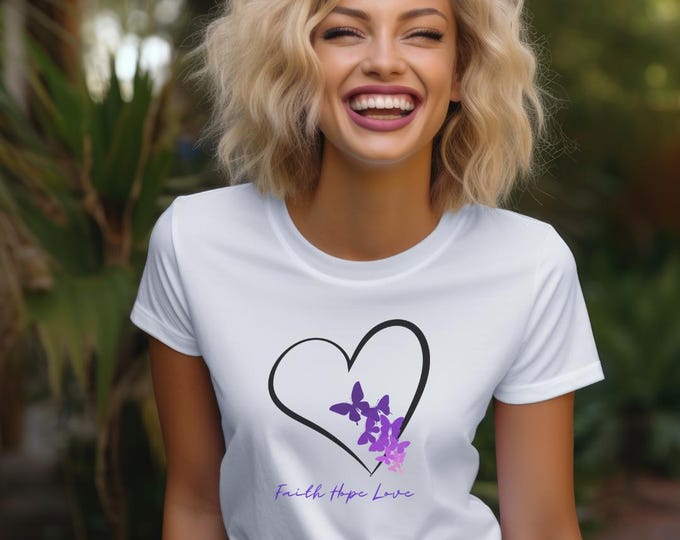 Heart & Butterfly Graphic Tee - Romantic Ringspun Cotton T-Shirt