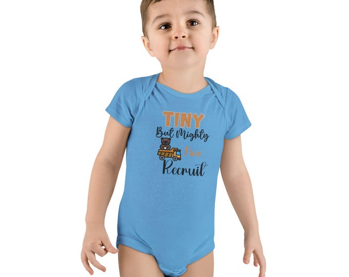 Tiny But Mighty New Recruit Baby Onesie: Gender Neutral Cotton Romper