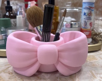 3D Printed Bow Organizer, Makeup Brush and Pen Holder, Vanity Storage Solution