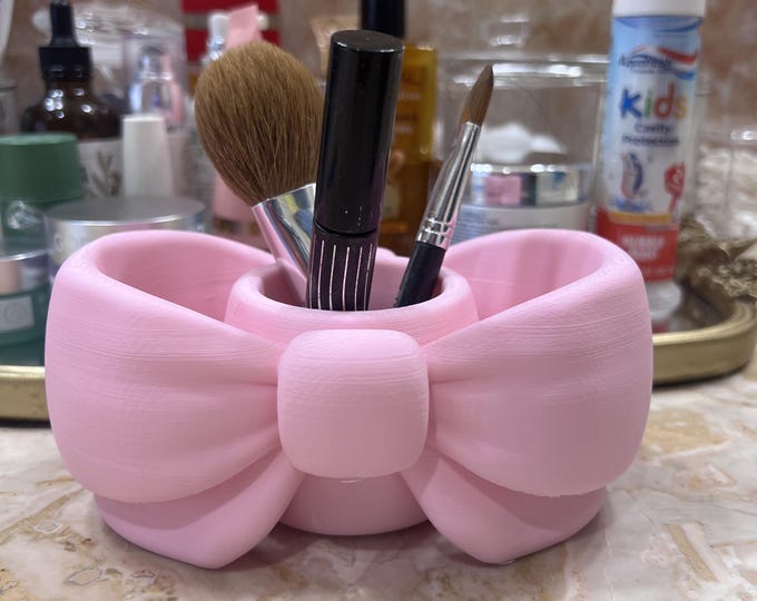 3D Printed Bow Organizer, Makeup Brush and Pen Holder, Vanity Storage Solution