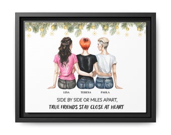 Framed Friendship Canvas Art, True Friends Stay Close at Heart Wall Decor, Gift for Friends, Friendship Gift, Home Decor