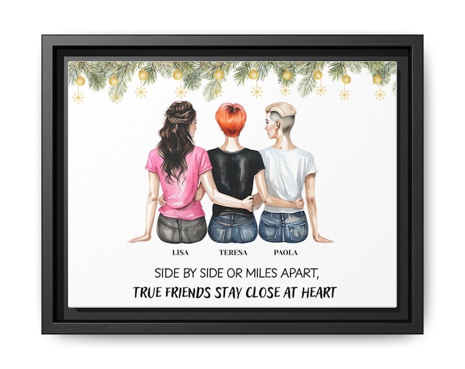 Framed Friendship Canvas Art, True Friends Stay Close at Heart Wall Decor, Gift for Friends, Friendship Gift, Home Decor