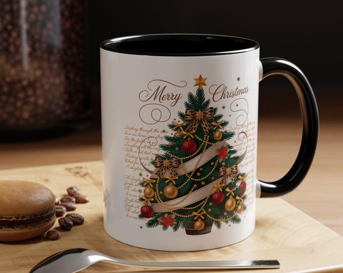 Vintage Christmas Tree Accent Coffee Mug – Festive Holiday Cup