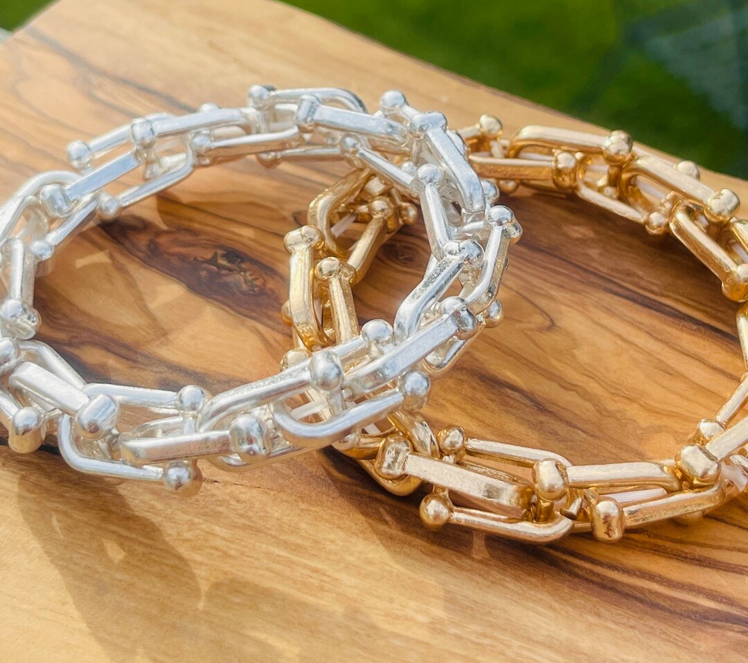 Horseshoe Link Bracelet U Shape Link Stretch Bracelet for Women