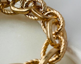 Chunky Chain Link Bracelet For Women Gold Link Bracelet Stretch Bracelet Boho Statement Bracelet For Mother Gift