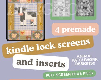 Animal Patchwork Kindle Lockscreen & Inserts: Quilt Inspired (PDF Downloadable Files)