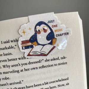 Funny Penguin Bookmark Template: 'Just One More Chapter' (PNG File)