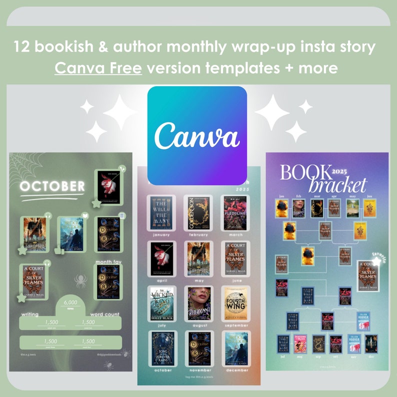 Bookish Instagram Story Monthly Wrap up Canva Templates (free Version