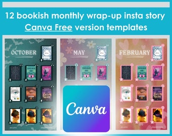 Bookish Instagram Story Monthly Wrap Up Canva Templates