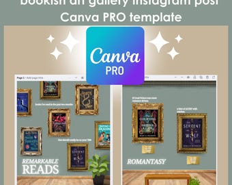 Bookish Instagram Post Canva Template: Art Gallery Theme (Canva PRO)