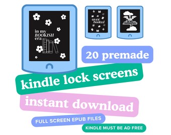 Kindle Lock Screens: 20 Premade Full Screen Designs (Digital Download)