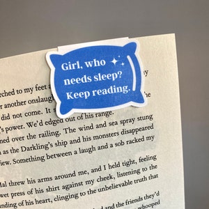Funny Magnetic Bookmark Template: Girl Who Needs Sleep? (PNG)