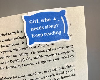Funny Magnetic Bookmark Template: Girl Who Needs Sleep? (PNG)